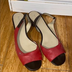 Slingback red and black sandals